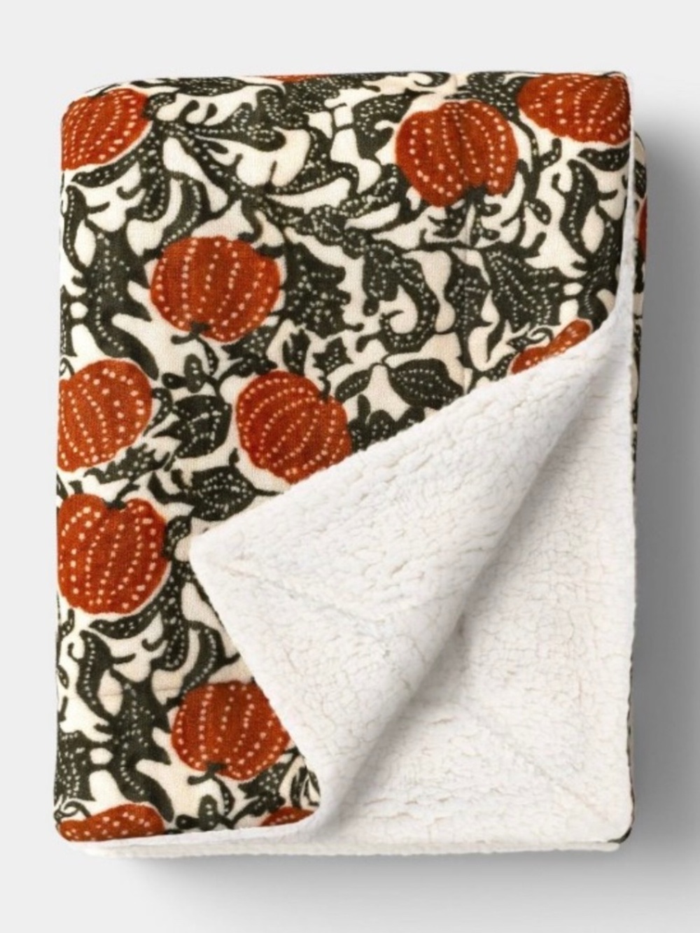 Pumpkin Plush Throw Blanket with Faux Shearling Reverse 50"x60" - Threshold